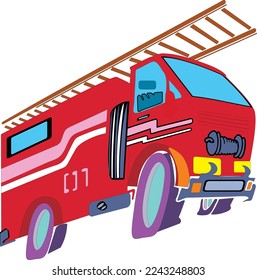  CAMIÓN DE INCENDIO ROJO VECTOR CON ETIQUETA DE RESCATE