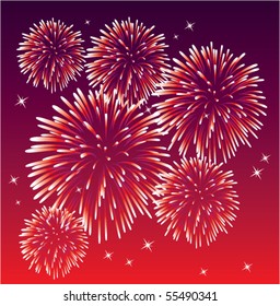 vector red fireworks background