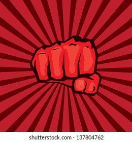 vector red fist icon.workers rights concept.