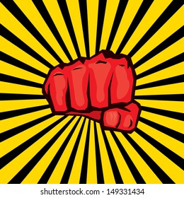 vector red fist icon.workers rights concept.