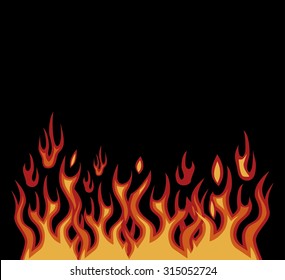 Vector red flames motorcycle style on black