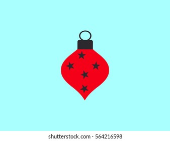 Vector red flat decorative christmas ball