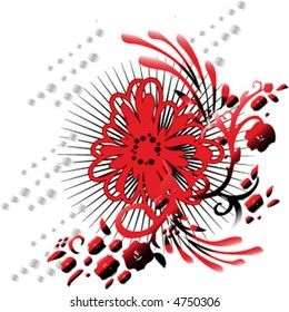 vector red floral background