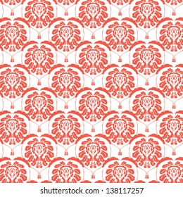 Vector red floral damask pattern