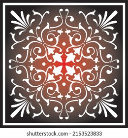 Vector Red Floral Square Ornament. Patterns Of The Peoples Of Europe. Greek And Roman Stencil.