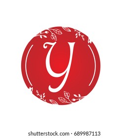 Vector Red Florist Single Letter Y Logo