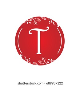 Vector Red Florist Single Letter T Logo