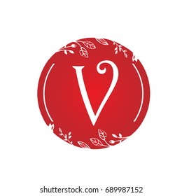 Vector Red Florist Single Letter V Logo
