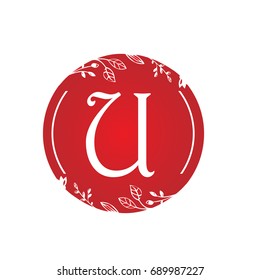 Vector Red Florist Single Letter U Logo