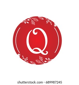 Vector Red Florist Single Letter Q Logo