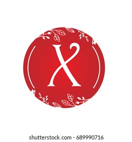 Vector Red Florist Single Letter X Logo
