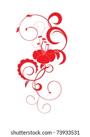 vector red flower with flourishes