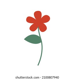 Vector red flower on a green branch