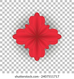 Vector red flower transparent, red paper cut flower for Happy Chinese new year background vector, illustration, used for Chinese pattern, banner, website.