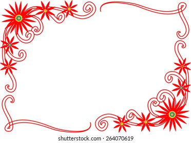 vector red flowers with border