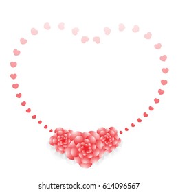 Vector red flowers burst into the heart.