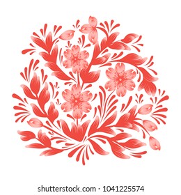 Vector red flowers ornament. Flowers composition for greeting card