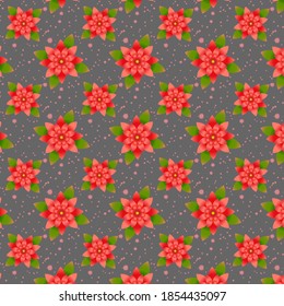 Flores rojas vectoriales con acuarelas salpicadas en un fondo gris. Diseño vectorial floral elegante en estilo navideño Diseño para Año Nuevo, Navidad, papel envolvente, tela, para la reserva de recortes