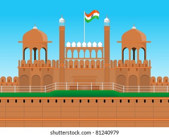 vector red fort wallpaper for independence day