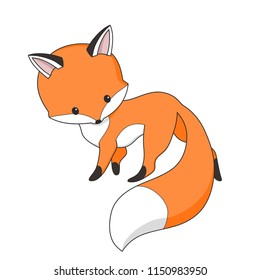 Vector red fox. Cute cartoon animal isolated on white