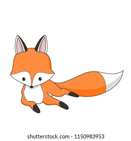 Vector red fox. Cute cartoon animal isolated on white