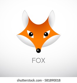 Vector red fox head in front view