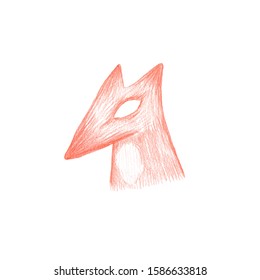 Vector red fox portrait hand drawn children book cute sketch illustration colored pencils abstract animal.