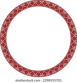 Vector red frame, border, Chinese ornament. Patterned circle, ring of the peoples of East Asia, Korea, Malaysia, Japan, Singapore, Thailand.
