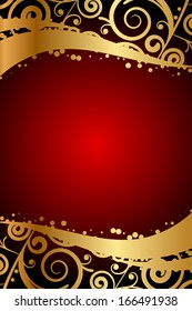 Vector red frame with gold ornaments