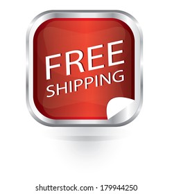 Vector red free shipping icon 