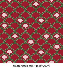 Vector red fun fish scale texture seamless pattern background