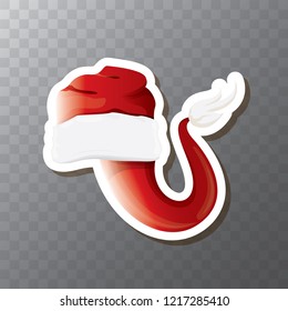 vector red funky Santa Claus hat sticker icon or label isolated on transparent background. merry christmas design element for banners and geeting cards