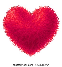 Vector red fur heart isolated on white background. Eps8. RGB. Global colors. One linear gradient used