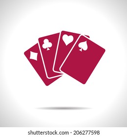 Vector red game cards icon. Eps10