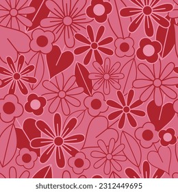 Diseño de fondo de patrón sin fisuras florido de la fiesta de té del jardín rojo vectorial. Ideal para tejidos, papel pintado, scrapbooking y más.