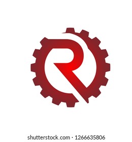 Vector Red Gear Initial R Logo