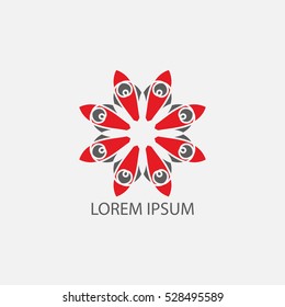 Vector red geometrical symbol or logo for decoration