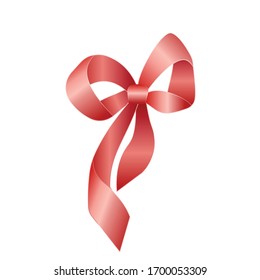 Vector Red Gift Bow Close up Isolated on White Background