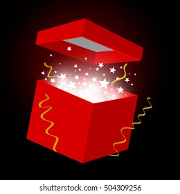 Vector red gift box on black background
