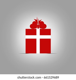 Vector red gift box with ribbon
