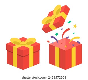 vector of a red gift box. Surprise