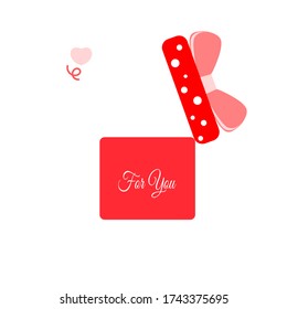 Vector Of Red Gift Box For You On White