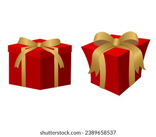Vector Red Gift Boxes with Gold Ribbon Gift 