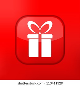 Vector red gift icon. Eps10. Easy to edit