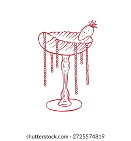 Vector de cristal rojo con arco caprichoso rojo y cereza