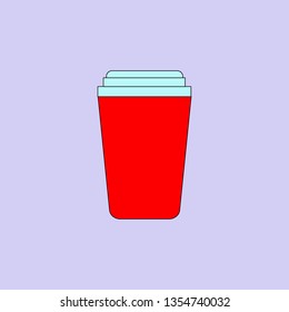 Vector. Red glass with a drink on a light background isolated