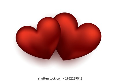 Vektorrotes, glänzendes 3D-Herzsymbol, realistische Illustration auf weißem Hintergrund. Ideal für Valentinstag, Mütter Tag, Hochzeit, ich liebe dich etc.