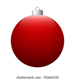 Vector red glossy Christmas ball isolated on white background