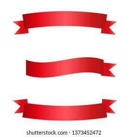 Vector red glossy ribbons.Ribbon banner set. New year holiday decorations set