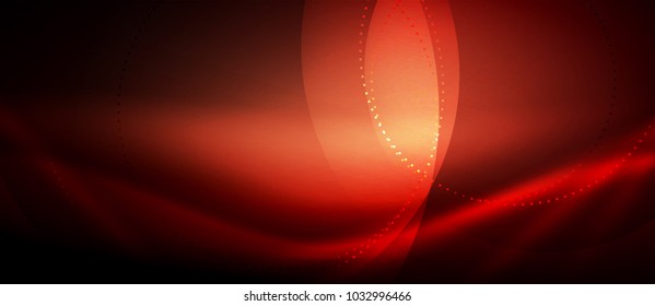 Fondo de la curva del neón de onda brillante rojo vectorial, plantilla de efectos de luz